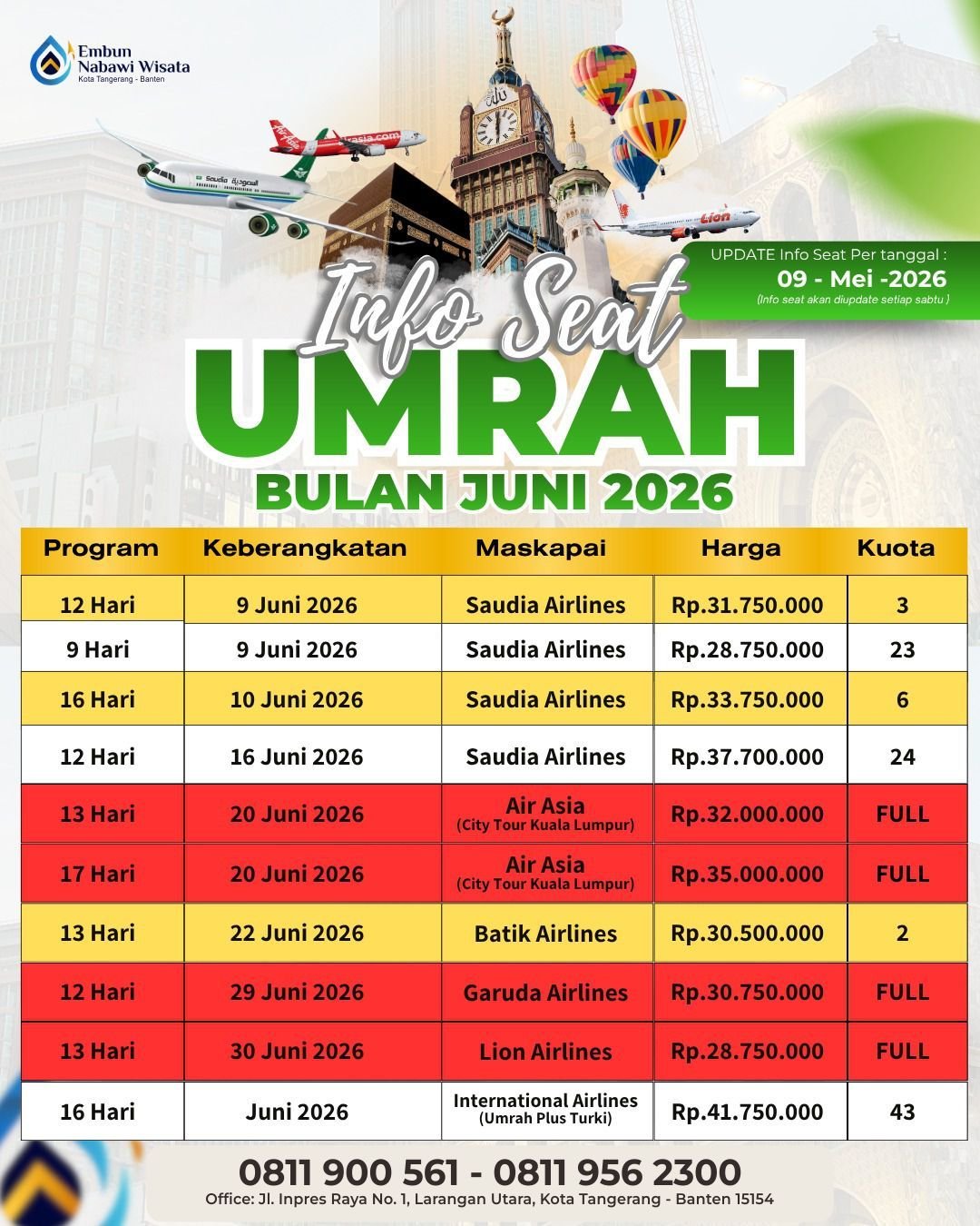 UPDATE SEAT UMROH