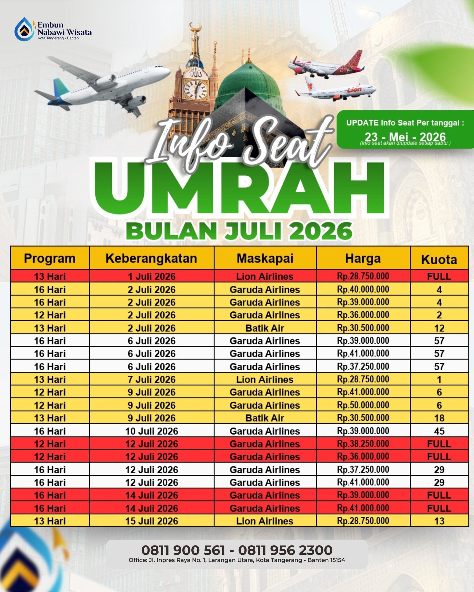 UPDATE SEAT UMROH