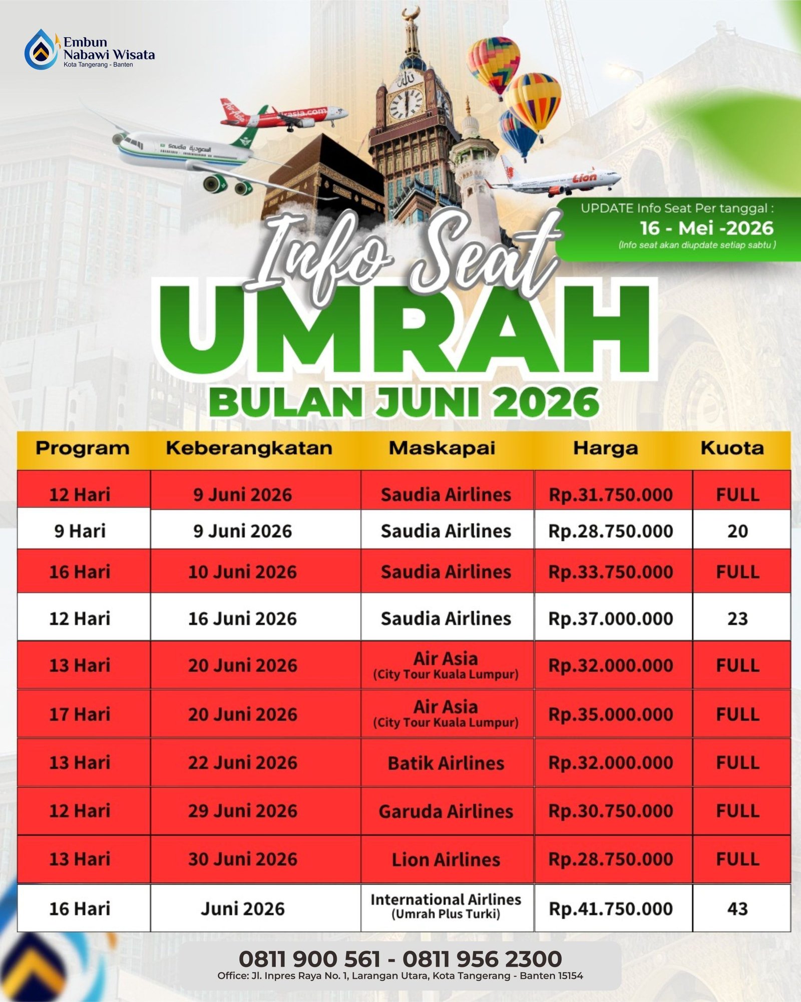 UPDATE SEAT UMROH